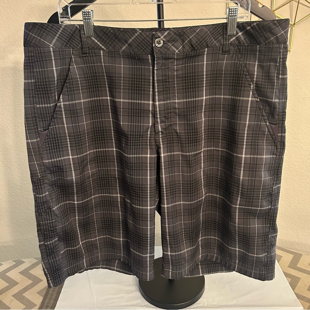 Fila Men's Charcoal Plaid Flat Front Shorts